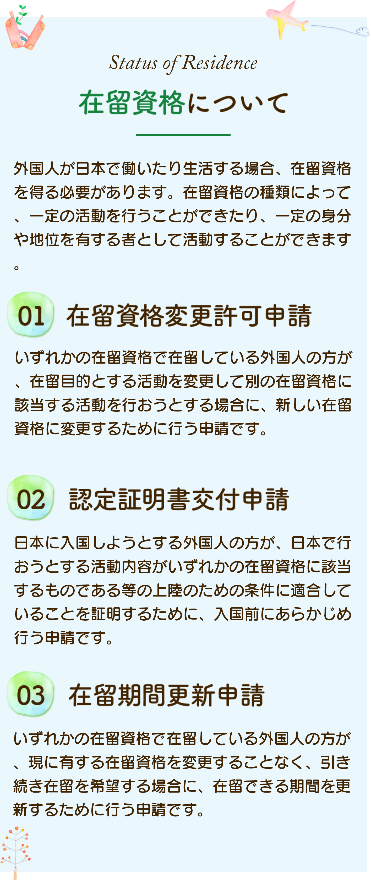 在留資格について